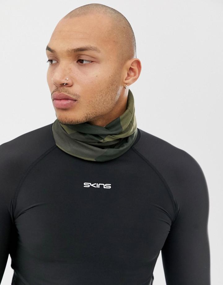 Skins Running Technical Neck Warmer In Khaki - Green