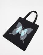 Asos Dark Future Heavyweight Tote Bag In Black With Butterfly Print