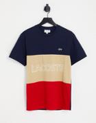 Lacoste Cut And Sew T-shirt In Navy/red