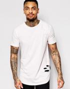 Criminal Damage Longline T-shirt With Distressing - Pink