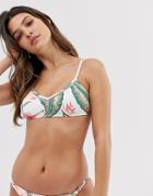Roxy Dreaming Day Tropical Crop Bikini In White Multi - Multi