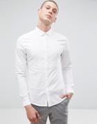 Asos Slim Stretch Shirt With Lace Bib Detail - White