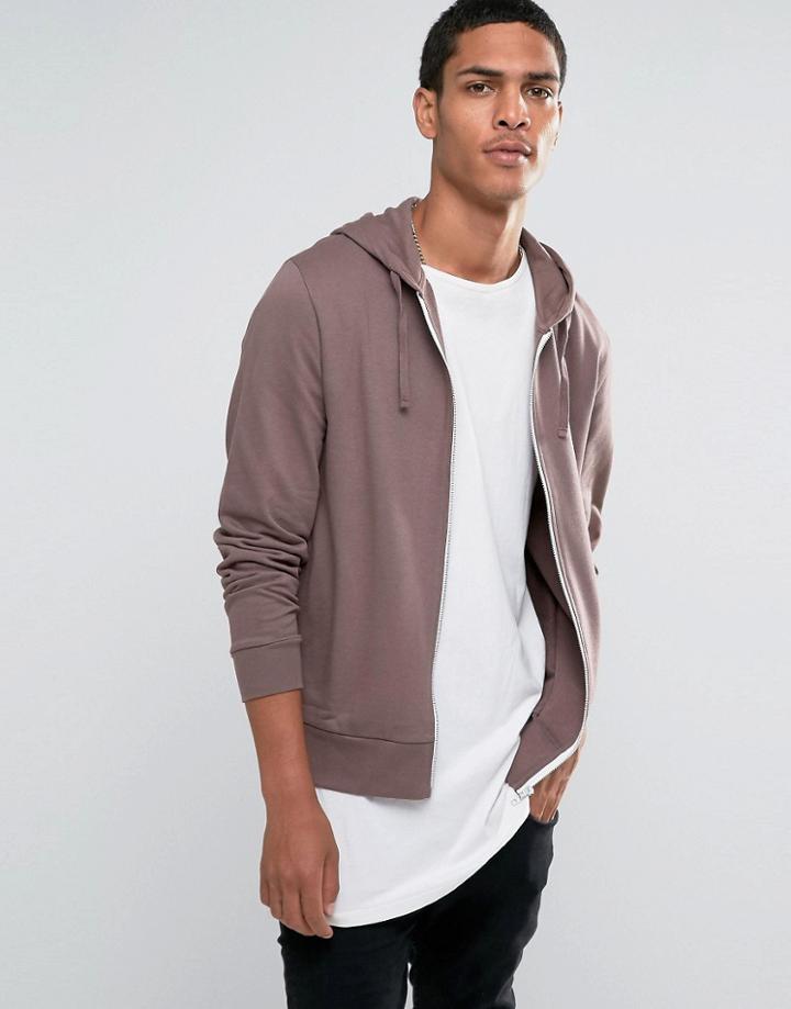 Asos Zip Up Hoodie In Violet - Purple