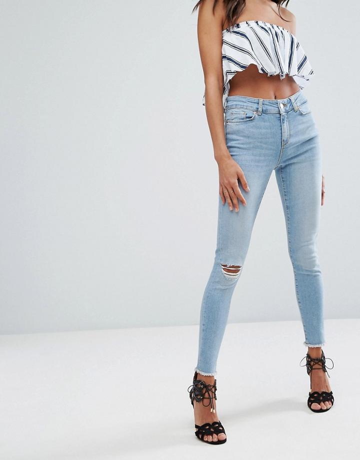 Vero Moda Ripped Knee Slim Jean - Blue