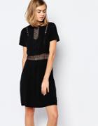 Lost Ink Flippy Dress With Lace Insert - Black