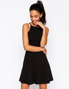 Asos 90's Skater Dress With High Neck - Black