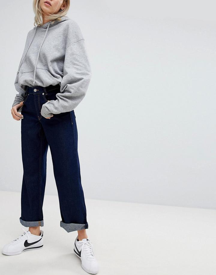 Pull & Bear Wide Leg Denim Jean - Blue