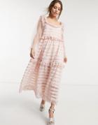 Sister Jane Square Neck Ruffle Tier Maxi Dress In Pink