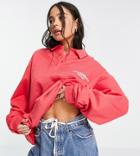 Reclaimed Vintage Inspired Unisex Rugby Sweatshirt With Chest Logo Print In Red