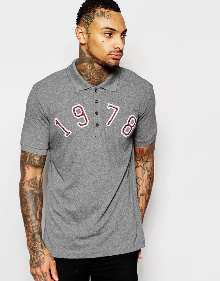 Diesel Polo T-daniel-aa Pique With 1978 Applique In Gray - Dark Gray