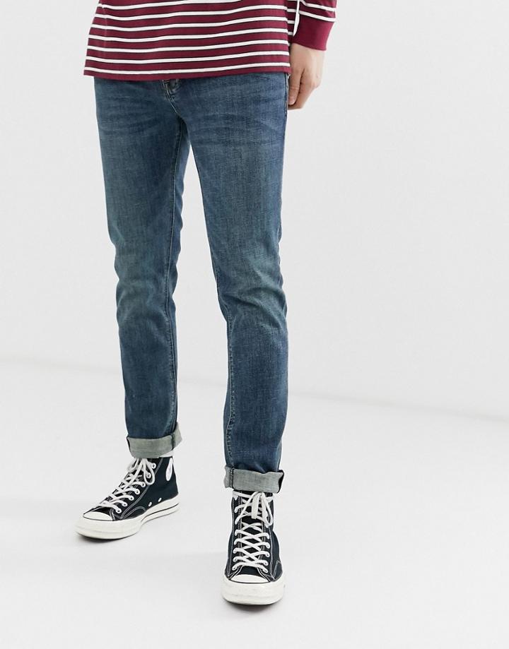 Asos Design Skinny Jeans In Vintage Dark Wash - Blue
