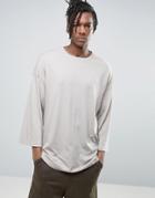 Asos Oversized Long Sleeve T-shirt With Wide Sleeve - Beige