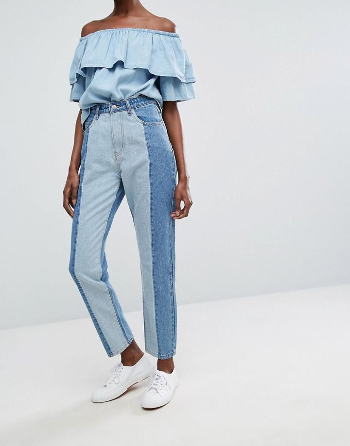 Twiin Levels Two Tone Mom Jean - Blue