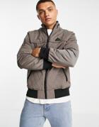River Island Quilted Jacket In Stone-neutral