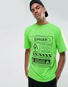 Granted T-shirt In Green With Danger Print - Green