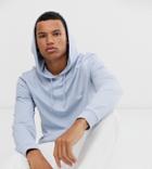 Asos Desgn Tall Lightweight Hoodie In Light Blue - Purple