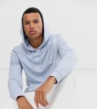 Asos Desgn Tall Lightweight Hoodie In Light Blue - Purple