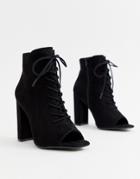 New Look Lace Up Block Heeled Boots - Black