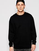 Asos Oversized Longline Sweatshirt In Black - Black