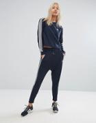 Adidas Originals Three Stripe Low Crotch Knitted Pants In Navy - Navy