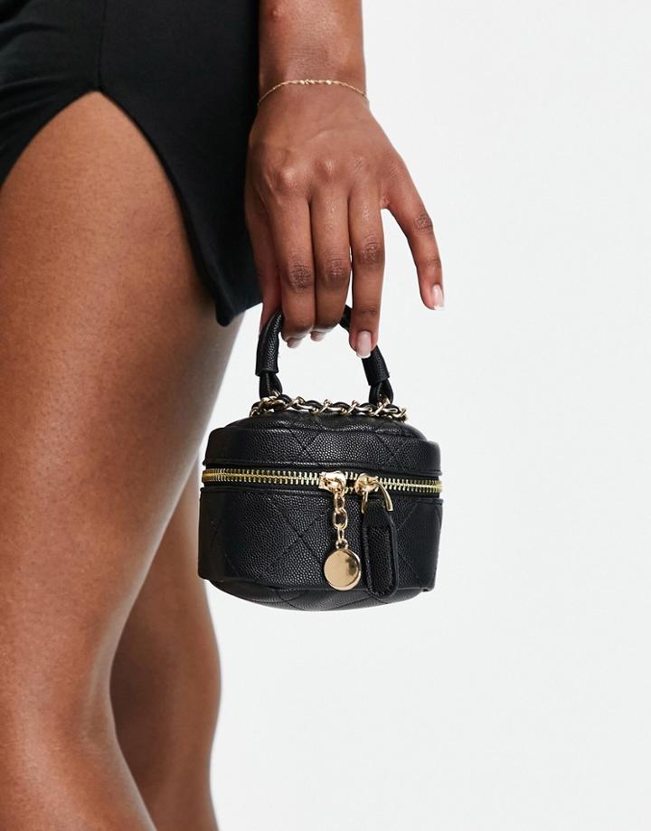 Ego X Maura Chain Crossbody Box Bag In Black Quilt