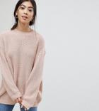 Asos Petite Boyfriend Sweater In Chunky Rib - Pink