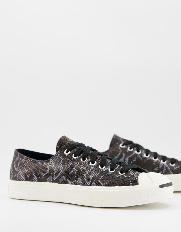 Converse Jack Purcell Archive Reptile Leather Sneakers In Black
