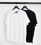 Asos Design Curve 2-pack Ultimate T-shirts With Crew Neck In Organic Cotton Blend In Black & White-multi
