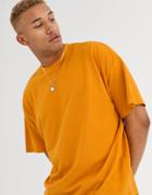 Asos Design Organic Oversized Fit T-shirt With Crew Neck In Pique In Orange-brown