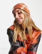French Connection Tie Dye Ribbed Beanie In Rust-brown