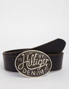 Tommy Hilfiger Plaque Leather Belt - Brown