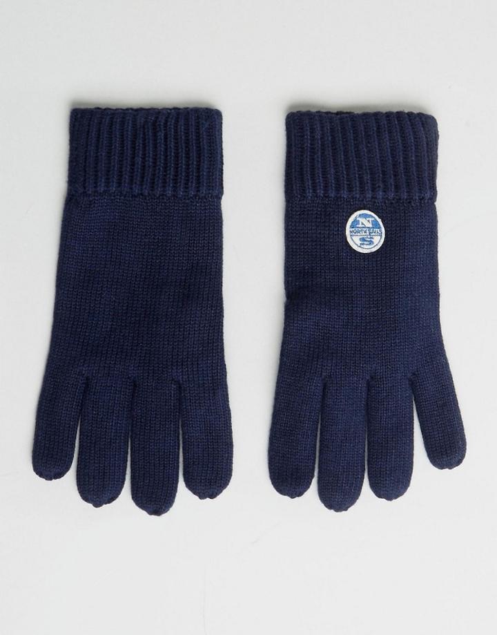 North Sails Merino Logo Gloves In Navy - Navy