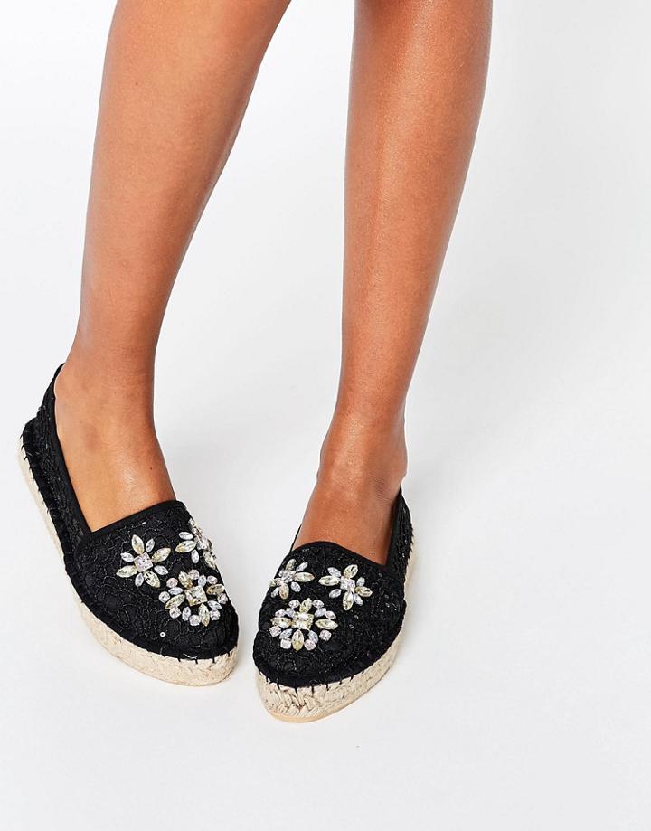 Asos Jade Embellished Espadrilles - Black