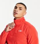 The North Face 100 Glacier 1/4 Zip Fleece In Red Exclusive At Asos