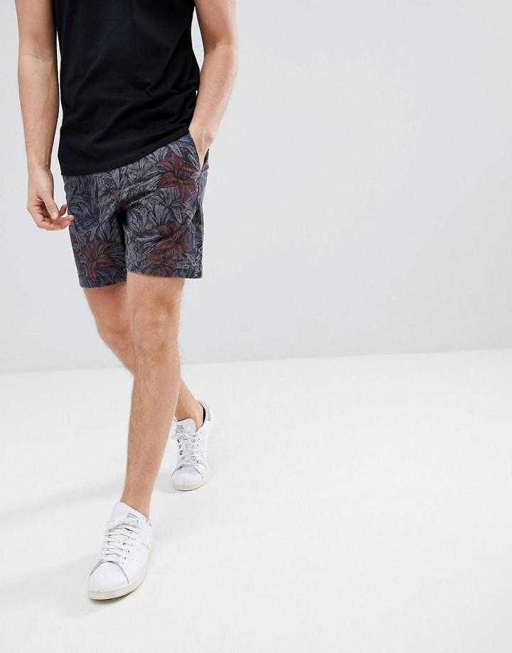 Abercrombie & Fitch Chino Shorts Floral Print In Navy - Navy