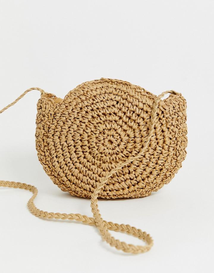 Missguided Raffia Crossbody Circle Bag - Brown