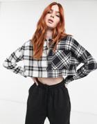 Bershka Mixed Check Crop Shirt In Multi