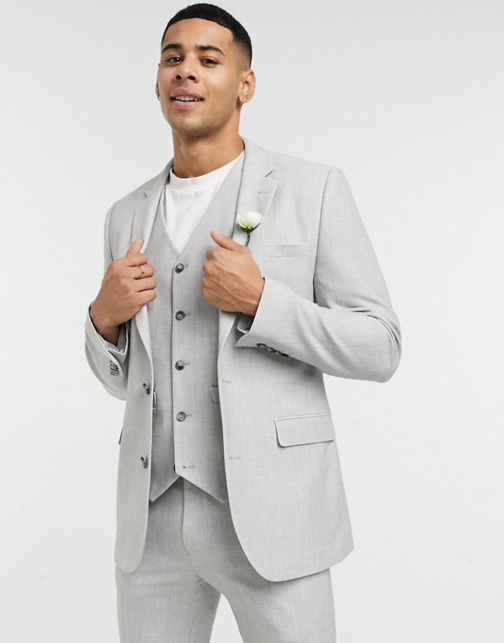 Asos Design Wedding Super Skinny Suit Jacket In Ice Gray Micro Texture-grey