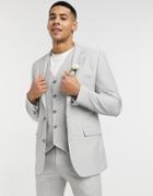 Asos Design Wedding Super Skinny Suit Jacket In Ice Gray Micro Texture-grey