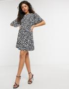 Style Cheat Cali Open Back Mini Tea Dress In Abstract Spot-multi