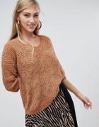 Stradivarius V Neck Chenille Sweater - Beige