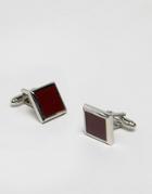 Asos Square Cufflinks With Burgundy - Burgundy