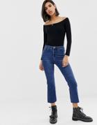 Asos Design Off Shoulder Top With Long Sleeve In Black - Black