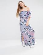 Every Cloud Patched Floral Off Shoulder Maxi Dress - Multi Print