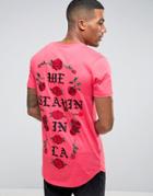 Good For Nothing T-shirt With Rose Back Print - Pink