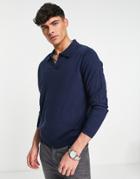 Harry Brown Collared Knitted Sweater-navy