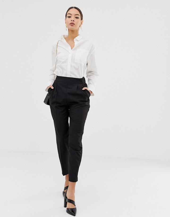 Asos Design High Waist Tapered Pants-black
