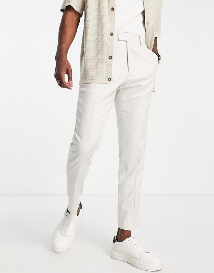 French Connection Slim Fit Linen Suit Pants-neutral