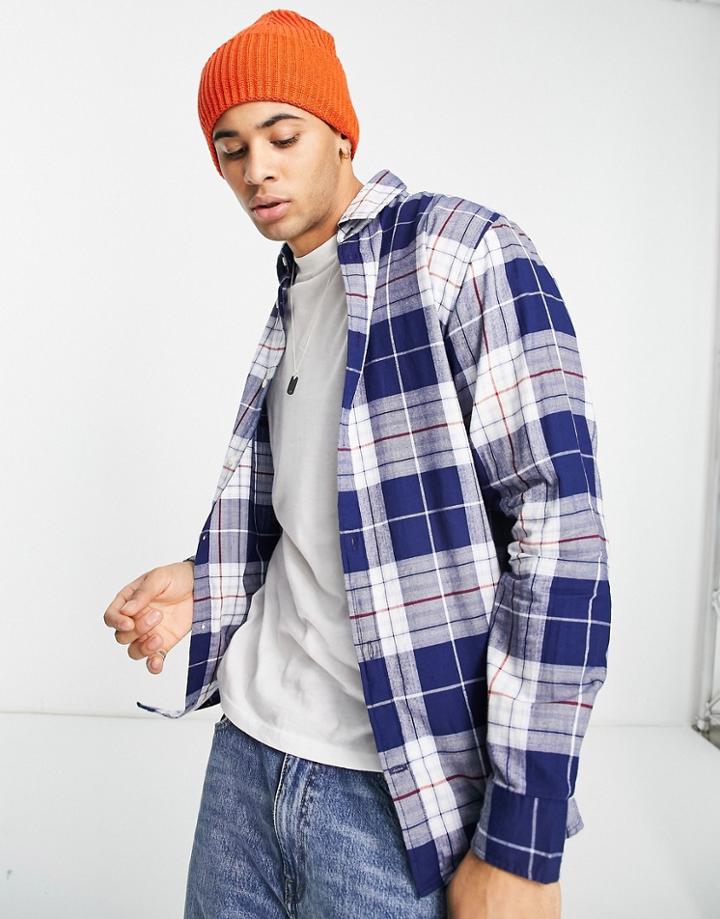 Jack & Jones Essentials Check Shirt In Blue-pink