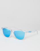 Oakley Square Frogskin Sunglasses With Blue Flash Lens - Clear